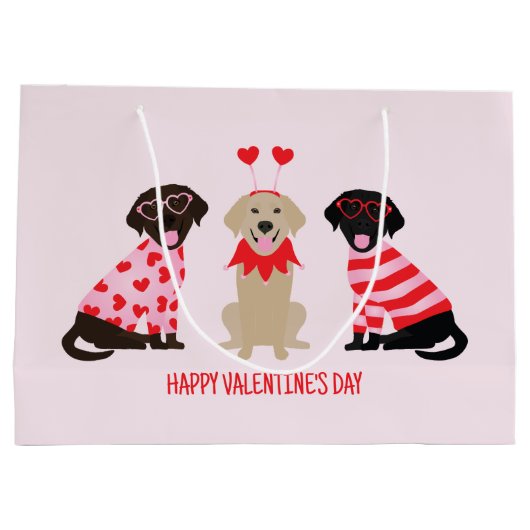 Gelukkige Valentijnsdag Labrador Retriever Honden Groot Cadeauzakje (Achterkant)
