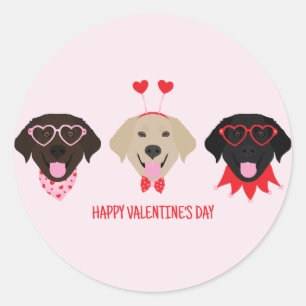 Gelukkige Valentijnsdag Labrador Retriever Honden Ronde Sticker
