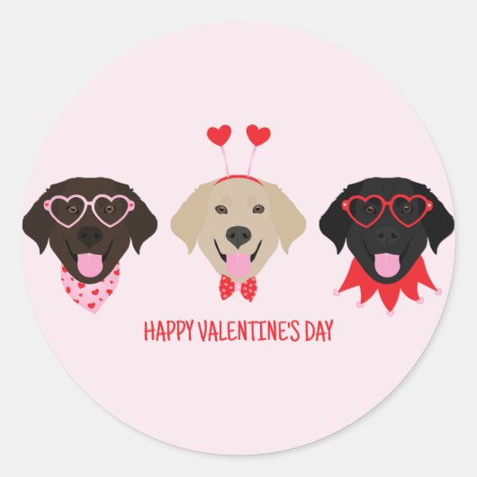 Gelukkige Valentijnsdag Labrador Retriever Honden Ronde Sticker (Voorkant)