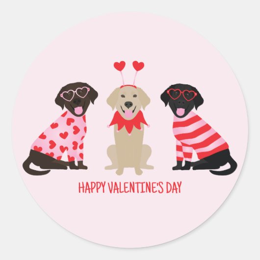 Gelukkige Valentijnsdag Labrador Retriever Honden Ronde Sticker (Voorkant)