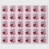 Gelukkige Valentijnsdag Leopard Plaid Love Heart Cadeaupapier (Vlak)