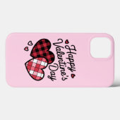 Gelukkige Valentijnsdag Leopard Plaid Love Heart Case-Mate iPhone Case (Achterkant (horizontaal))