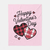 Gelukkige Valentijnsdag Leopard Plaid Love Heart Fleece Deken (Voorkant)