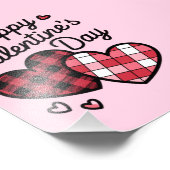 Gelukkige Valentijnsdag Leopard Plaid Love Heart Foto Afdruk (Hoek)
