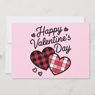 Gelukkige Valentijnsdag Leopard Plaid Love Heart Kaart