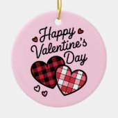 Gelukkige Valentijnsdag Leopard Plaid Love Heart Keramisch Ornament (Voorkant)