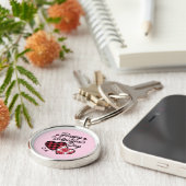 Gelukkige Valentijnsdag Leopard Plaid Love Heart Sleutelhanger (Zijkant)