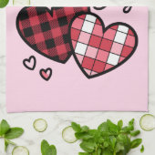 Gelukkige Valentijnsdag Leopard Plaid Love Heart Theedoek (Gevouwen)