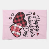 Gelukkige Valentijnsdag Leopard Plaid Love Heart Theedoek (Horizontaal)