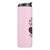 Gelukkige Valentijnsdag Leopard Plaid Love Heart Thermosbeker (Gedraaid links)