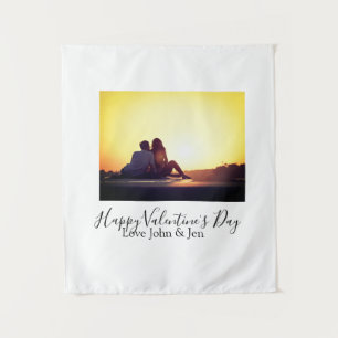 Gelukkige Valentijnsdag liefde naam toevoegen foto Wandkleed