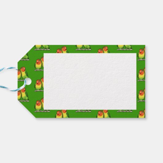 Gelukkige Valentijnsdag Liefdesvogels Pixel Art Pa Cadeaulabel (Achterkant Horizontaal)