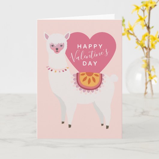 Gelukkige Valentijnsdag | Llama Liefde Kaart (Gele Bloem)
