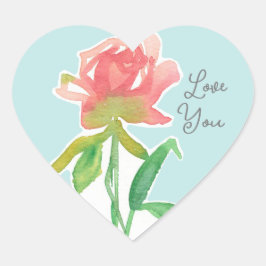 Gelukkige Valentijnsdag Love You Pink Rose Hart Sticker