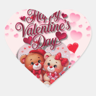 Gelukkige Valentijnsdag Loving Teddy Bear paar Hart Sticker