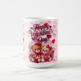Gelukkige Valentijnsdag Loving Teddy Bear paar Koffiemok