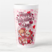 Gelukkige Valentijnsdag Loving Teddy Bear paar Latte Mok (Voorkant)