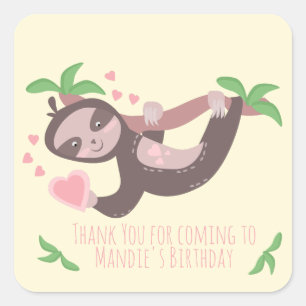 Gelukkige Valentijnsdag Luiaard Hartjes Verjaardag Vierkante Sticker