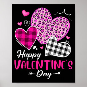 Gelukkige Valentijnsdag Luipaard En Geruite Harten Poster