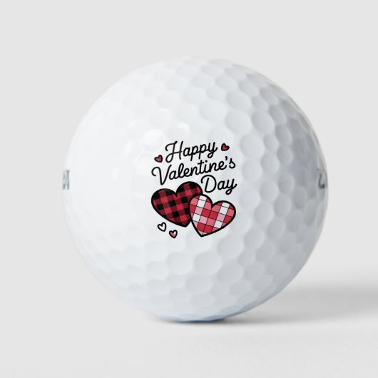 Gelukkige Valentijnsdag Luipaard Geruit Hart Liefd Golfballen (Voorkant)