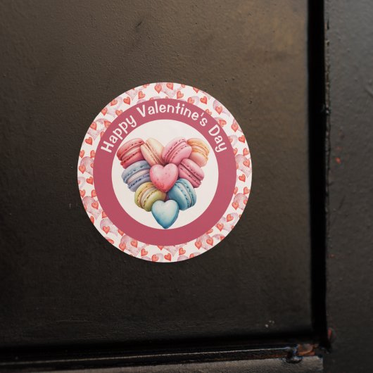 Gelukkige Valentijnsdag Macaron Hart Ronde Sticker