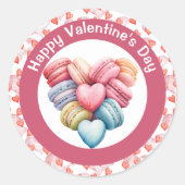 Gelukkige Valentijnsdag Macaron Hart Ronde Sticker (Voorkant)