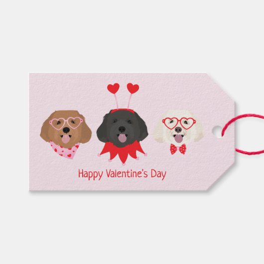 Gelukkige Valentijnsdag Maltipoo Honden Cadeaulabel (Voorkant (Horizontaal))
