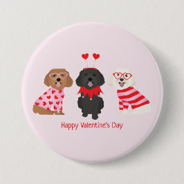 Gelukkige Valentijnsdag Maltipoo Honden Ronde Button 7,6 Cm