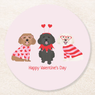 Gelukkige Valentijnsdag Maltipoo Honden Ronde Kartonnen Onderzetter