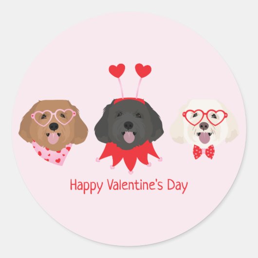 Gelukkige Valentijnsdag Maltipoo Honden Ronde Sticker (Voorkant)