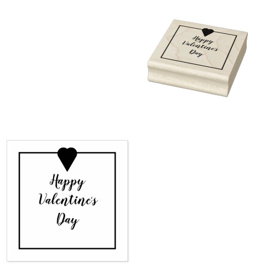 Gelukkige Valentijnsdag met hart Rubberstempel (Gestempeld)