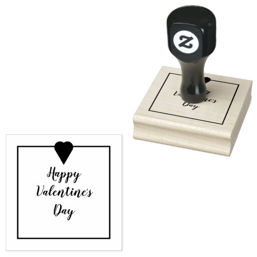 Gelukkige Valentijnsdag met hart Rubberstempel (Gestempeld)
