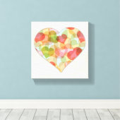 Gelukkige Valentijnsdag met kleurrijke harten Canvas Afdruk (Insitu (Houten vloer))