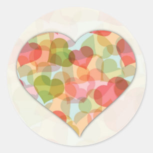 Gelukkige Valentijnsdag met kleurrijke harten Ronde Sticker
