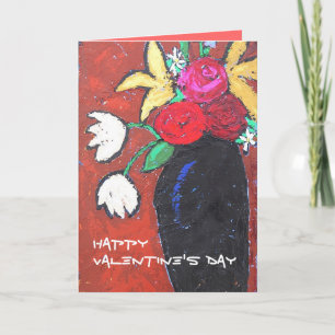 Gelukkige Valentijnsdag met piano en bloemen Feestdagen Kaart