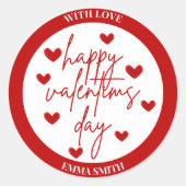 Gelukkige Valentijnsdag met rode harten Ronde Sticker (Voorkant)