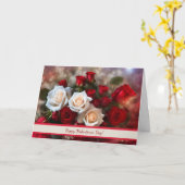 Gelukkige Valentijnsdag met  witte rode rozen Kaart (Gele Bloem)