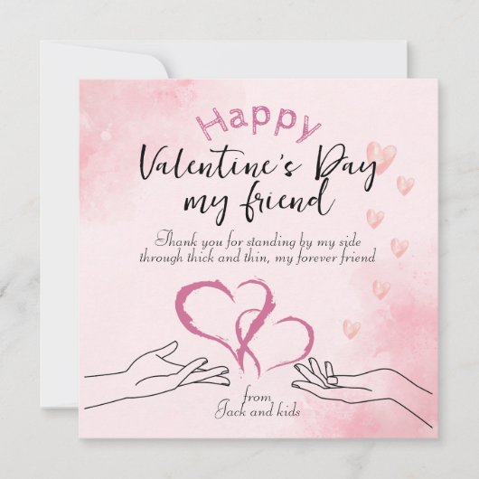 Gelukkige Valentijnsdag mijn vriend roze Notitiekaartje (Voorkant)