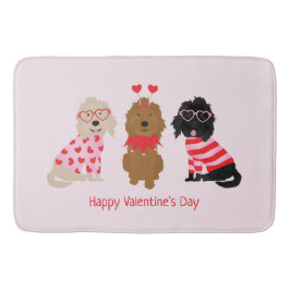 Gelukkige Valentijnsdag Mini Goldendoodle Honden Badmat