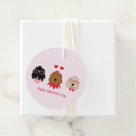 Gelukkige Valentijnsdag Mini Goldendoodle Honden Bedankjes Labels (In situ)