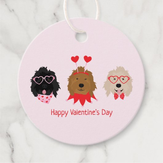 Gelukkige Valentijnsdag Mini Goldendoodle Honden Bedankjes Labels (Voorkant)