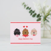 Gelukkige Valentijnsdag Mini Goldendoodle Honden Briefkaart (Staand voorkant)