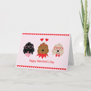 Gelukkige Valentijnsdag Mini Goldendoodle Honden Feestdagen Kaart