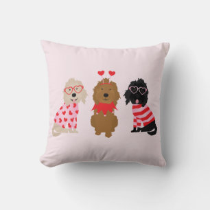 Gelukkige Valentijnsdag Mini Goldendoodle Honden Kussen