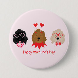 Gelukkige Valentijnsdag Mini Goldendoodle Honden Ronde Button 7,6 Cm