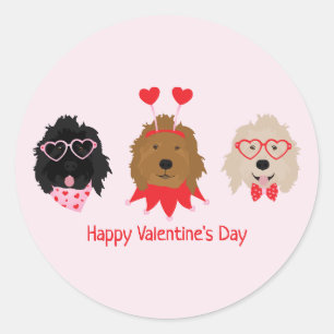 Gelukkige Valentijnsdag Mini Goldendoodle Honden Ronde Sticker