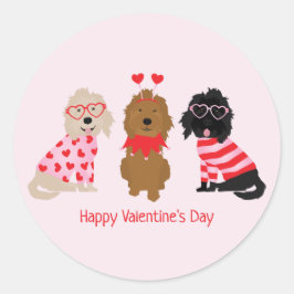 Gelukkige Valentijnsdag Mini Goldendoodle Honden Ronde Sticker