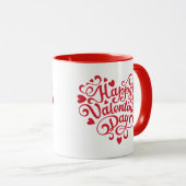 Gelukkige Valentijnsdag Modern Rood Mok (Voorkant rechts)