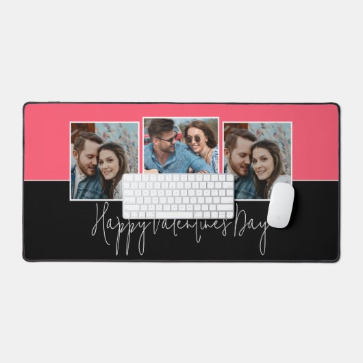 Gelukkige Valentijnsdag Modern Script 3 Foto Bureaumat (Keyboard & Muis)
