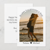 Gelukkige Valentijnsdag Modern Script Arch Foto Feestdagenkaart (Voorkant / Achterkant)